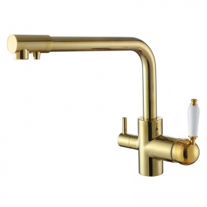 rolya luxury golden tri flow kitchen faucet 3 way water filter tap