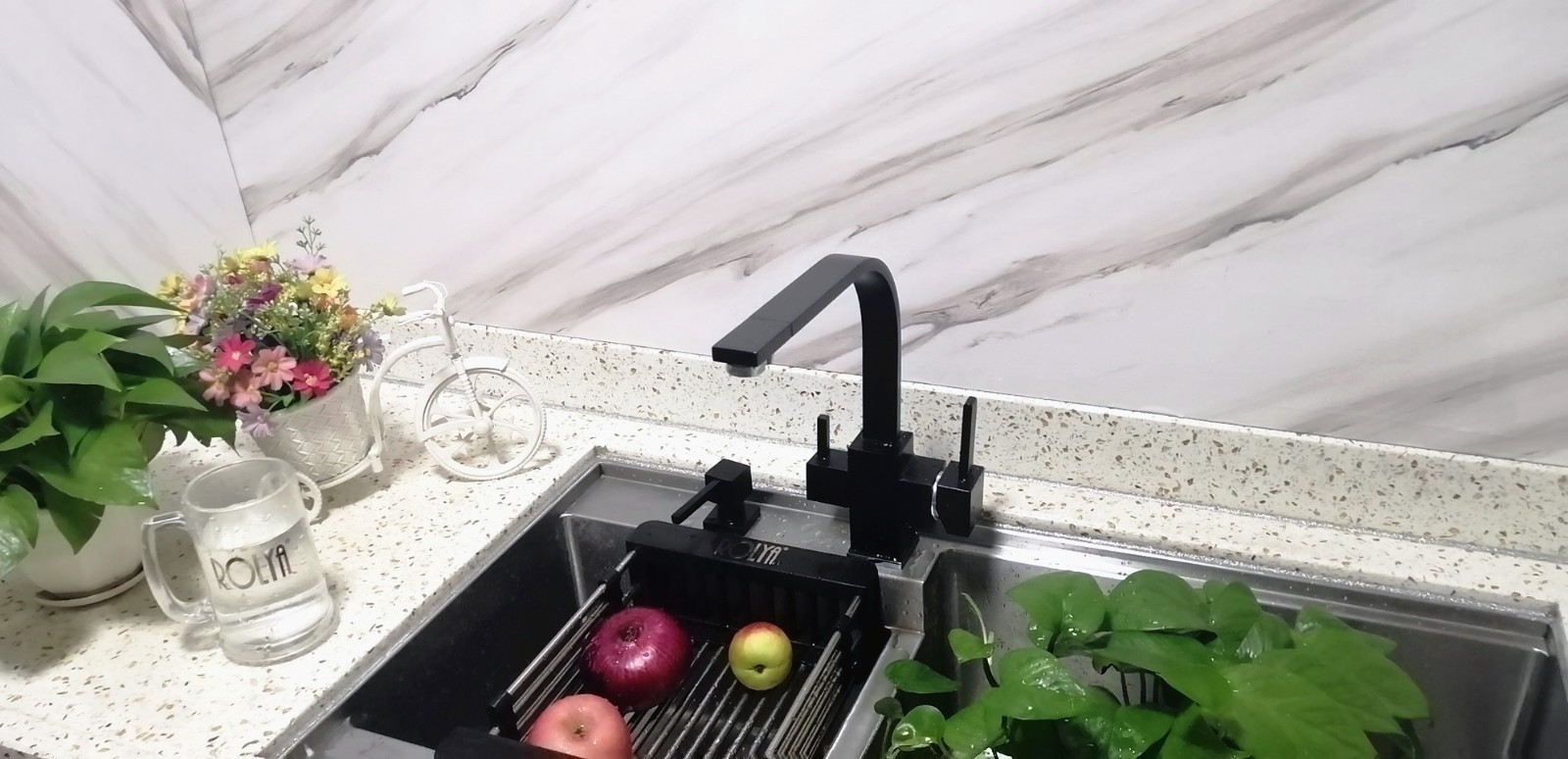 tri flow kitchen faucet with spring hose sink mixer