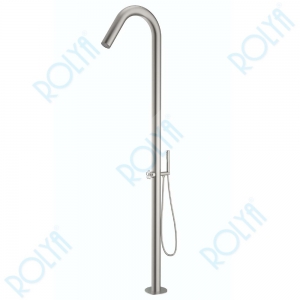 ROLYA Freestanding Outdoor Shower with Hand Shower Brushed Nickel FOS2603-BN