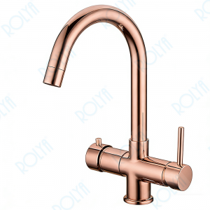 ROLYA 5 Way Kitchen Faucet with Sparkling Water & Chilled Purified Water Rose Golden KF5096-RG