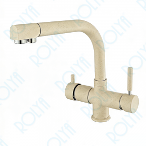 ROLYA Drinking Sparkling Water Faucet Deck Mount Pure Chiller Water Kitchen Five Way Tap Sandbeige KF5021-SB