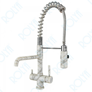 ROLYA Customized Spring Hose TriFlow Kitchen Faucet Granite KF1040-GT