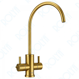ROLYA 304 Stainless Steel 2 Way Instant Hot and Cold Water Kitchen Faucet Only Brushed Golden DW2008-BG