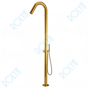 ROLYA Minimalist Modern Outdoor Shower System Brushed Golden FOS2603-BG