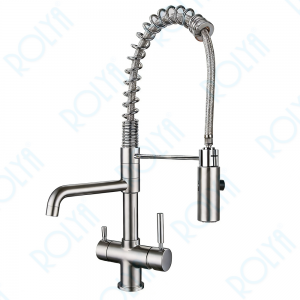 ROLYA New Arrival Spring Pull Down TriFlow Kitchen Faucet KF1040-BN