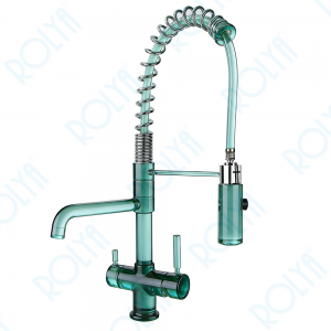 ROLYA 2026 New Arrival Spring Pull Down 3 Way Kitchen Faucet Green KF1040-GR