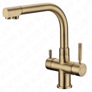 ROLYA 3 way sink faucet triple kitchen mixer tap antique bronze KF1011-Bronze