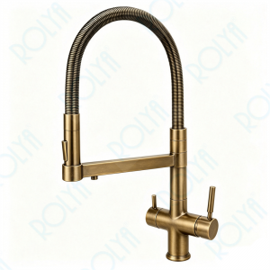 ROLYA Pull Out 4-in-1 Faucet Antique Gold KF4098-AG