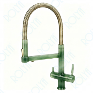 ROLYA Pullout 4 Way Kitchen Faucet With Sparkling Water Iredescent Glass KF4098-IG