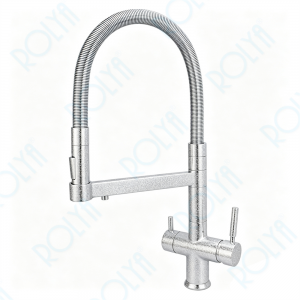 ROLYA Pull Down 4 Way Kitchen Faucet  Brushed Satin Silver KF4098-SS