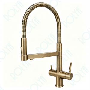 ROLYA Pull Down 4 Way Kitchen Faucet With Sparkling Water Light Antique Bronze KF4098-LAB