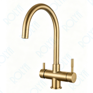 ROLYA 304 Stainless Steel 4 Way Kitchen Faucet Brushed Golden Factory Direct KF4296-BG