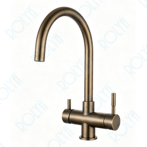 ROLYA 304 Stainless Steel 4 Way Kitchen Faucet 4-in-1 Water Filter Tap Antique Brass KF4296-AB