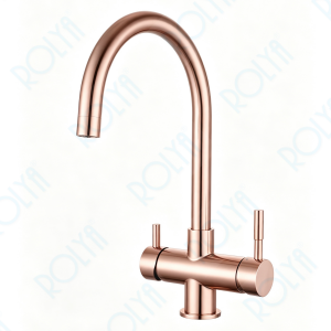ROLYA 304 Stainless Steel 4 Way Kitchen Faucet 4-in-1 Water Filter Tap Rose Golden Supplier KF4296-RG