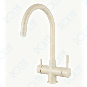ROLYA 304 Stainless Steel Gooseneck 4 Way Kitchen Faucet Sandbeige KF4296-SB