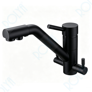 ROLYA Longreach 4 Way Faucet Hot &Cold Water and Soda Water Black KF4388-BL