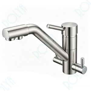 ROLYA Longreach 4 Way Kitchen Faucet Hot &Cold Water and Sparkling Water Brushed Nickel KF4388-BN