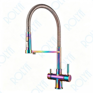 ROLYA Pull Down 5 Way Kitchen Faucet With Sparkling Water Iridescent Gradient KF5266-IG