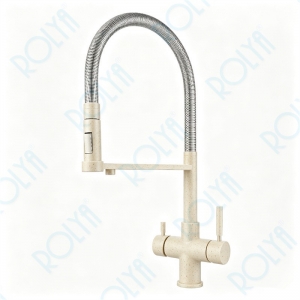 ROLYA 2026 NEW Factory Direct 5 Way Kitchen Faucet With Pullout Sprayer Sandbeige KF5266-SB