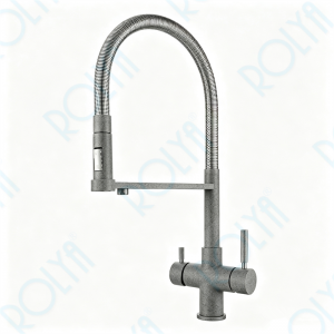 ROLYA 2026 New Arrival Pull Down Spring 5 Way Kitchen Faucet Slate Gray KF5266-SG