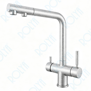 ROLYA All In One 4 Function Kitchen Pullout Tap for Hot Cold Filtered Chilled Sparkling Water Brushed Satin Silver KF4118-BSS