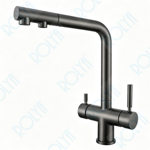 ROLYA Solid Brass 4 Way Pull-Out Kitchen Tap Gunmetal KF4118-GM